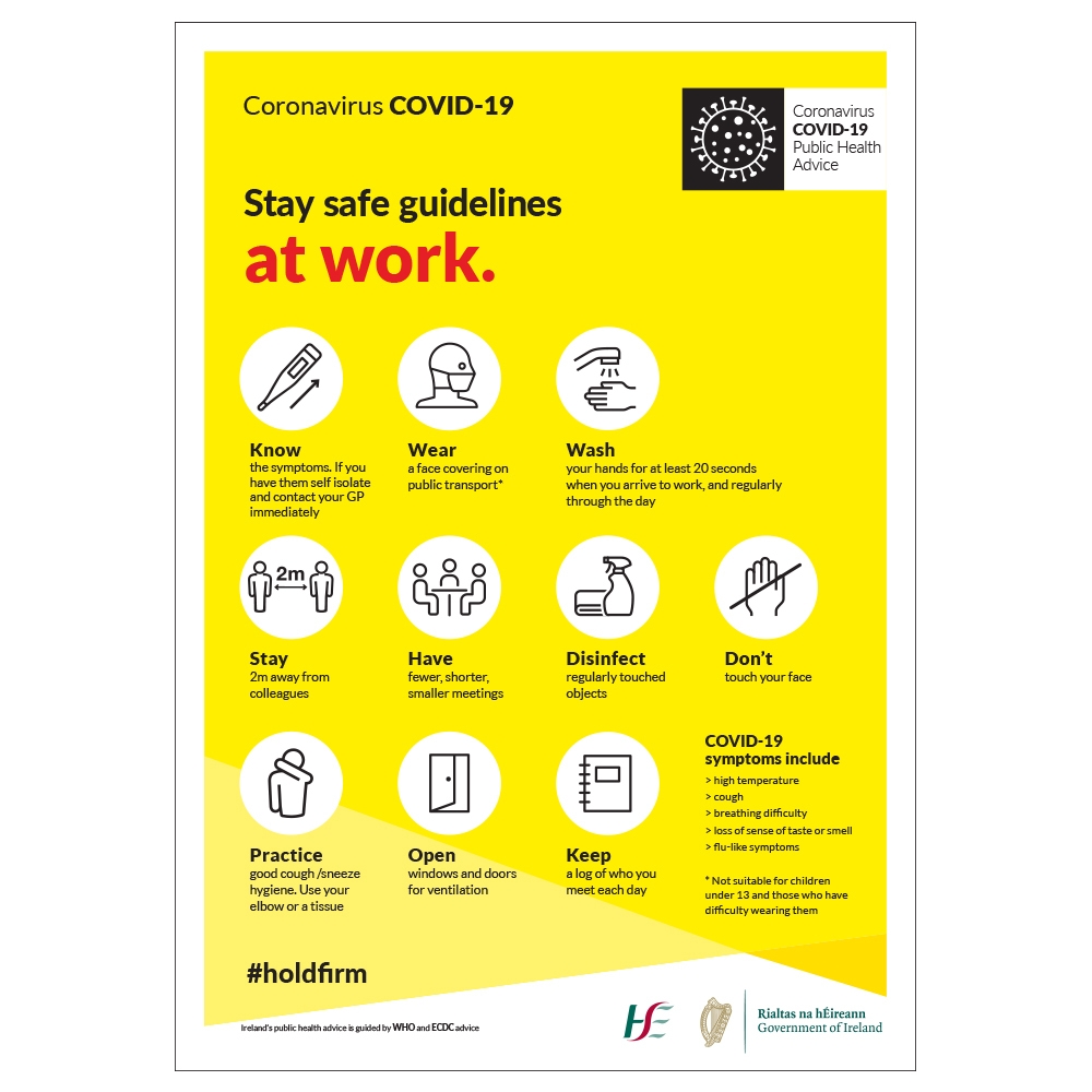 COVID19 Stay Safe Guidelines At Work Sign